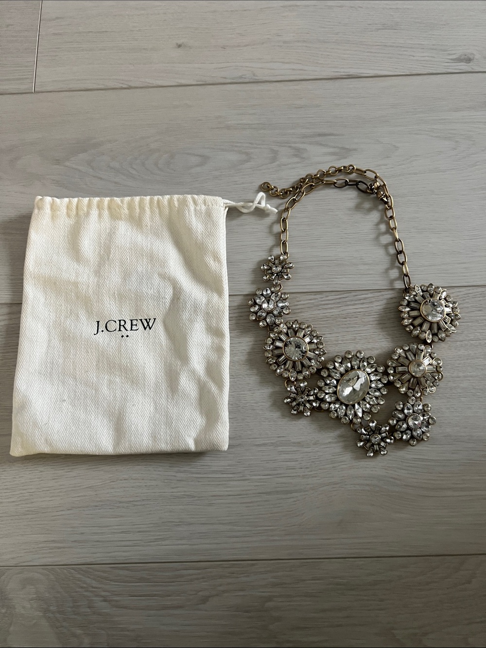 J. Crew Gold-Tone Crystal Floral Statement Necklace